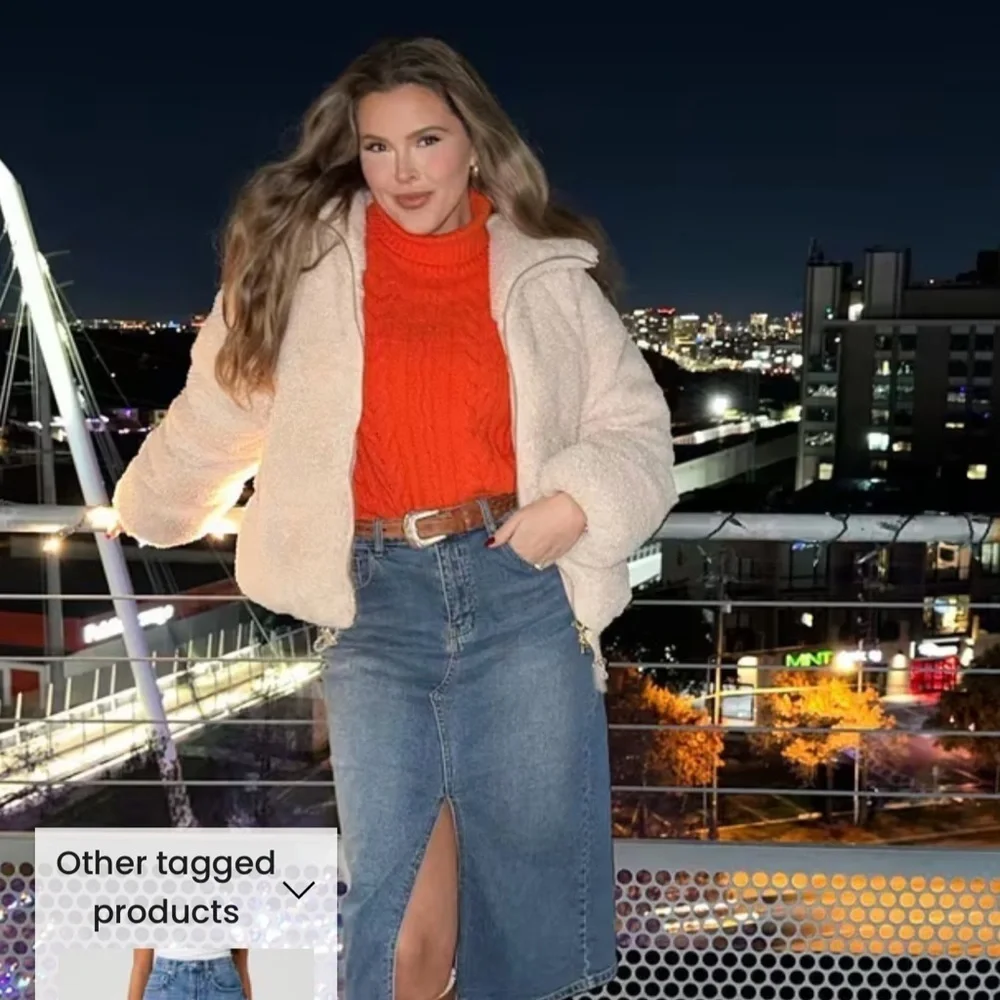 Callahan Peyton turtleneck Orange Cable Knit Sweater